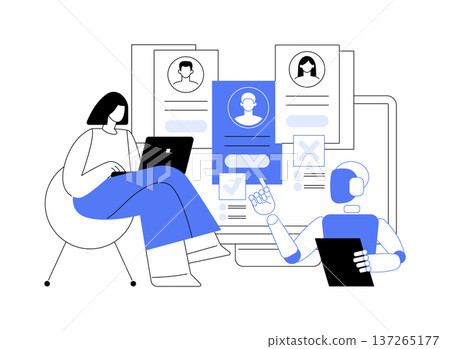 AI Job Recruitment abstract concept vector illustration. AI Job Recruitment abstract concept vector illustration. 137265177