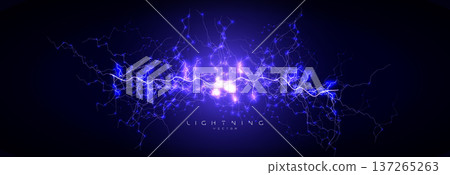 Lightning Electric Energy Plasma Neon Blue Voltage Current Spark Glow Surge Power Charge Arc Cyber Network Digital Circuit Data Pulse. Vector Illustration. Lightning Electric Energy Plasma Neon Blue Voltage Current Spark Glow Surge Power Charge Arc Cyber Network Digital Circuit Data Pulse. Vector Illustration. 137265263