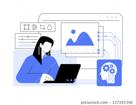 AI in Photo Editing abstract concept vector illustration. AI in Photo Editing abstract concept vector illustration. 137265306