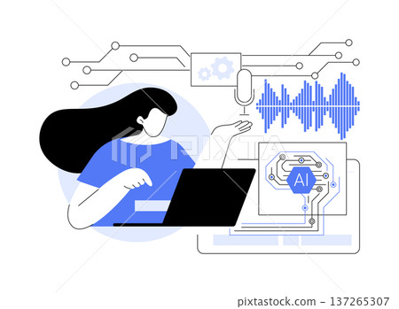 AI Voice Recognition abstract concept vector illustration. AI Voice Recognition abstract concept vector illustration. 137265307