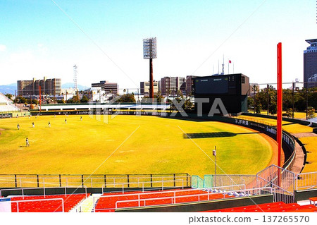 一個擁有美麗草坪外野的棒球場 137265570