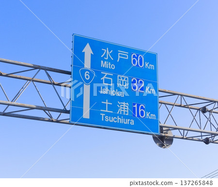 Blue signboard of Mito Ishioka Tsuchiura 137265848