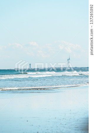 Choshi Port Tower and windmills seen from Hasaki Coast Choshi Port Tower and windmills seen from Hasaki Coast 137265892