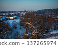 Winter russian Village Panorama with river 137265974