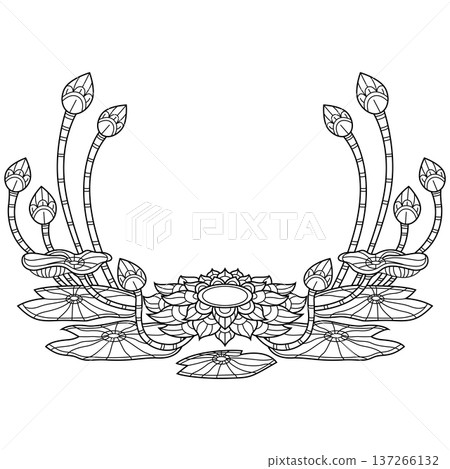 Hand Drawn Of Lotus Flowers Line Art for Coloring Book 137266132