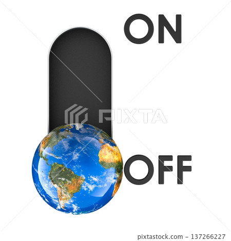 Earth hour concept with globe and on off switch, 3d rendering Earth hour concept with globe and on off switch, 3d rendering 137266227