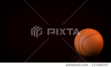 Orange Basketball on Dark Background with Reflection 3d render. 137266347
