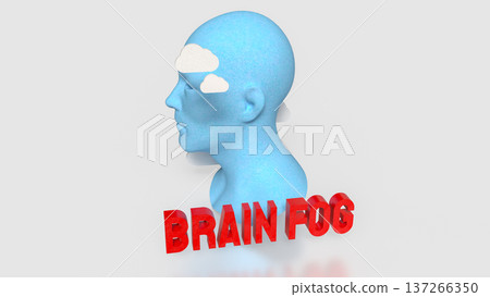 Brain Fog Concept with Human Head and Clouds 3d render. 137266350