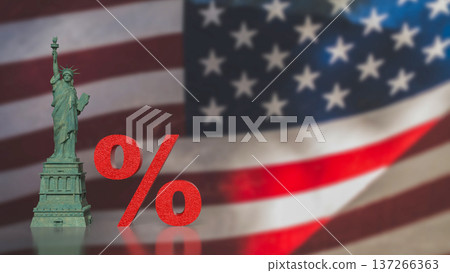 US Interest Rate Policy Concept with Statue and Percent 3d render. US Interest Rate Policy Concept with Statue and Percent 3d render. 137266363