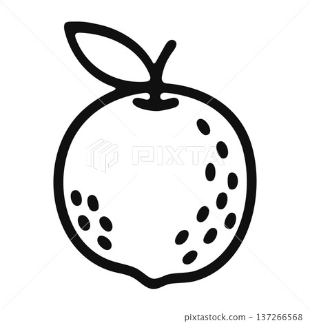 Minimalist Black and White Outline of an Apple 137266568