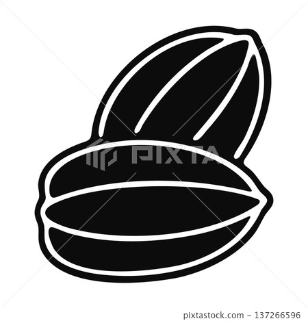 Black silhouette of two cocoa pods icon on white background 137266596