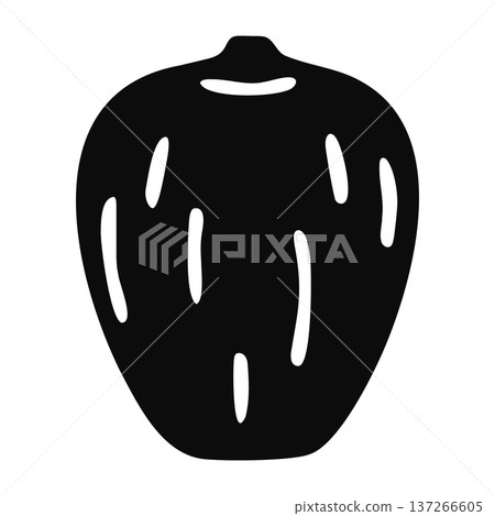 Simple black silhouette of a gourd or squash with vertical lines, isolated on white Simple black silhouette of a gourd or squash with vertical lines, isolated on white 137266605