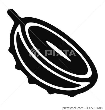 Stylized black silhouette of a halved fig or plum with seeds, isolated on white Stylized black silhouette of a halved fig or plum with seeds, isolated on white 137266606