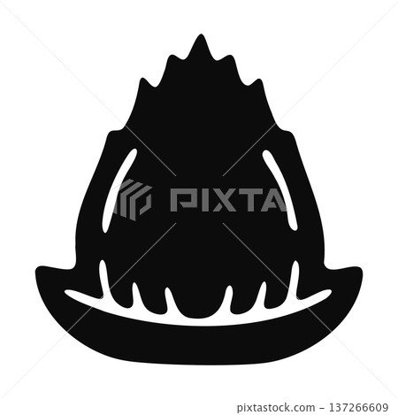 Abstract black silhouette of a stylized leaf or flame shape with serrated edges Abstract black silhouette of a stylized leaf or flame shape with serrated edges 137266609