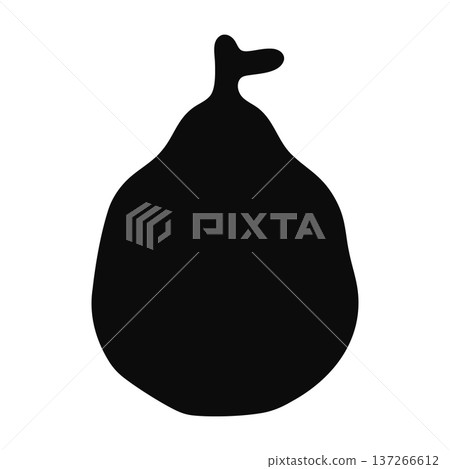 Simple black silhouette of a whole pear with stem, isolated on white background Simple black silhouette of a whole pear with stem, isolated on white background 137266612