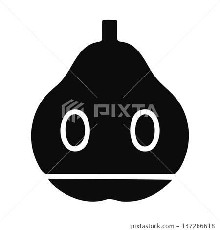 Pear silhouette icon with face, simple vector illustration, cute character 137266618