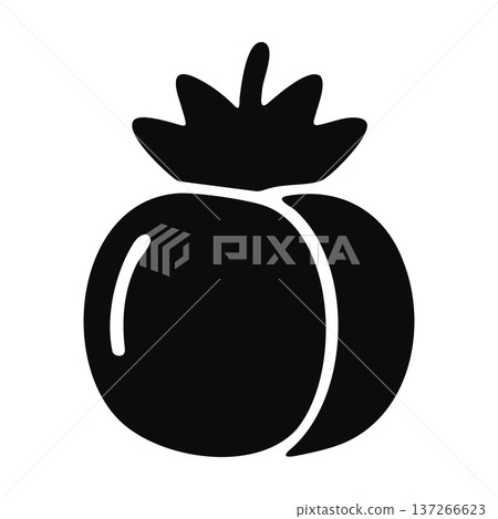 Black tomato silhouette, simple vector icon, healthy food graphic Black tomato silhouette, simple vector icon, healthy food graphic 137266623