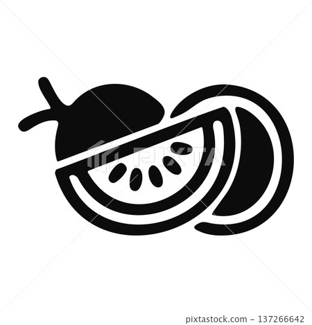 Black and white icon of a tomato and its cross-section, isolated on white background Black and white icon of a tomato and its cross-section, isolated on white background 137266642