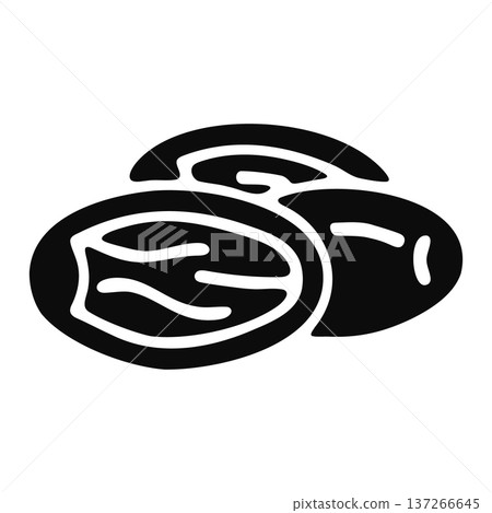 Black silhouette icon of three nuts, isolated on white background 137266645