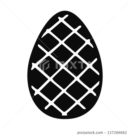 Black silhouette of a pine cone with a diamond pattern, isolated on white background Black silhouette of a pine cone with a diamond pattern, isolated on white background 137266662