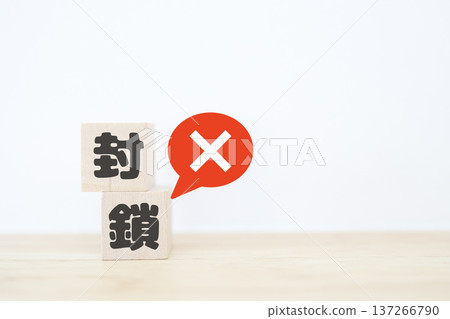 表示封鎖的十字圖示和字母方塊的概念圖。 137266790