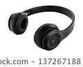 Black wireless over-ear headphones with control buttons 137267188