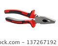 Red and Black Hand Pliers Isolated on White Background 137267192