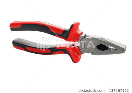 Red and Black Hand Pliers Isolated on White Background Red and Black Hand Pliers Isolated on White Background 137267192