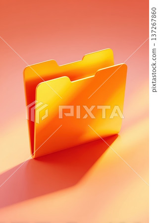 Minimal 3D Folder Icon with Long Soft Shadow on Warm Gradient Background Minimal 3D Folder Icon with Long Soft Shadow on Warm Gradient Background 137267860