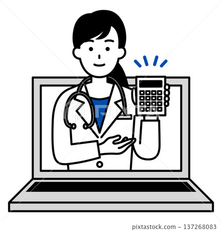 Female doctor showing online costs Female doctor showing online costs 137268083