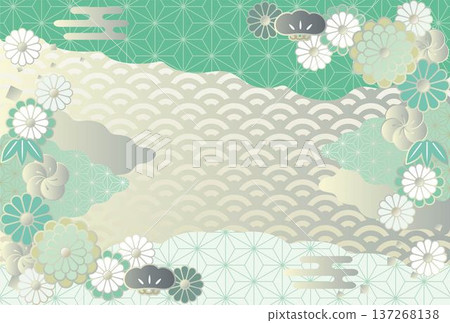 A Japanese pattern design frame with chrysanthemums, pine, bamboo, plum, and hemp leaf patterns. A gorgeous background for New Year's, New Year's greetings, Hinamatsuri, Coming of Age Ceremonies, and spring. A Japanese pattern design frame with chrysanthemums, pine, bamboo, plum, and hemp leaf patterns. A gorgeous background for New Year's, New Year's greetings, Hinamatsuri, Coming of Age Ceremonies, and spring. 137268138