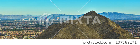 Aerial Lone Mountain Panorama Overlooking Las Vegas Strip Nevada Cityscape Aerial Lone Mountain Panorama Overlooking Las Vegas Strip Nevada Cityscape 137268171