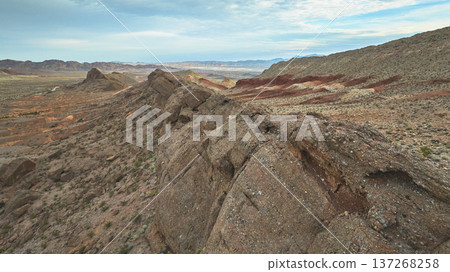 Aerial Rugged Desert Ridge and Lava Formations in Nevada Wilderness Aerial Rugged Desert Ridge and Lava Formations in Nevada Wilderness 137268258