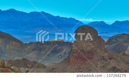 Aerial Lava Butte Volcanic Formation and Desert Mountains Nevada Aerial Lava Butte Volcanic Formation and Desert Mountains Nevada 137268279