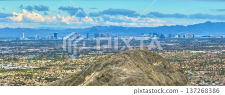 Aerial Las Vegas Panorama with Lone Mountain and The Strip Skyline 137268386