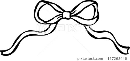 Decorative Ribbon Bow Outline Hand Drawn Decorative Ribbon Bow Outline Hand Drawn 137268446
