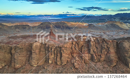 Aerial Lava Butte Red Rock Cliffs and Las Vegas Desert Basin Nevada Aerial Lava Butte Red Rock Cliffs and Las Vegas Desert Basin Nevada 137268464