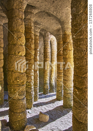 Crowley Lake Stone Columns Natural Cave Formations and Sunlit Shadows California Crowley Lake Stone Columns Natural Cave Formations and Sunlit Shadows California 137268808