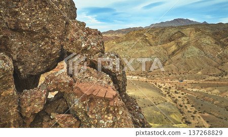 Rock Arch and Desert Hills Landscape Near Lava Butte Nevada Rock Arch and Desert Hills Landscape Near Lava Butte Nevada 137268829