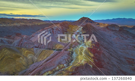 Aerial Lava Butte Colorful Desert Ridge and Mountains Near Las Vegas Nevada Aerial Lava Butte Colorful Desert Ridge and Mountains Near Las Vegas Nevada 137268840
