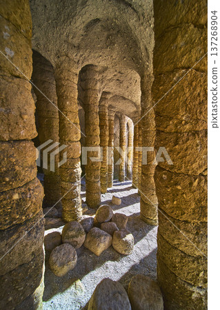Crowley Lake Stone Columns Natural Arch Formations and Sunlit Rocks California Crowley Lake Stone Columns Natural Arch Formations and Sunlit Rocks California 137268904