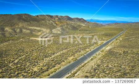 Aerial California Desert Road White Mountain Landscape Open Terrain Aerial California Desert Road White Mountain Landscape Open Terrain 137269067
