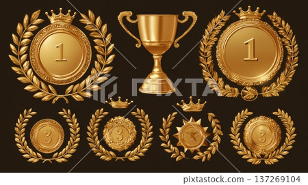 金級徽章與獎盃獎勵套裝 137269104