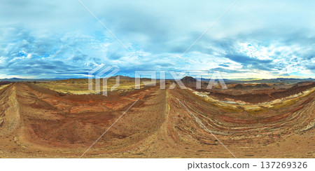 Aerial 360 Panorama of Lava Butte and Dramatic Desert Landscape Nevada Aerial 360 Panorama of Lava Butte and Dramatic Desert Landscape Nevada 137269326