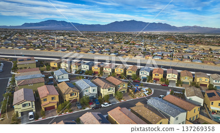 Aerial Las Vegas Nevada Residential Neighborhood and Spring Mountain View Aerial Las Vegas Nevada Residential Neighborhood and Spring Mountain View 137269358