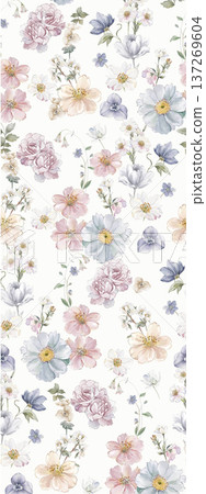 Dreamy Pastel Watercolor Floral Blossom Garden Landscape Elegant Phone Wallpapers 137269604