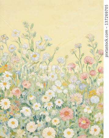 Dreamy Pastel Watercolor Floral Blossom Garden Landscape Elegant Phone Wallpapers 137269705