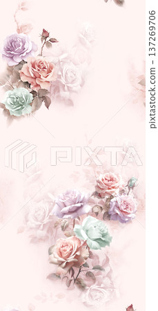 Dreamy Pastel Watercolor Floral Blossom Garden Landscape Elegant Phone Wallpapers 137269706