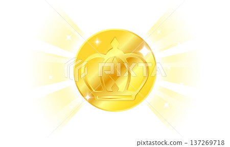 帶有皇冠標記的金幣插圖 137269718