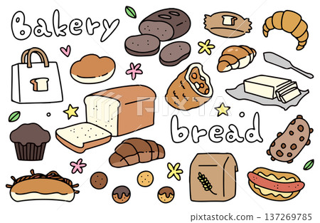 Bakery-related illustration set Bakery-related illustration set 137269785